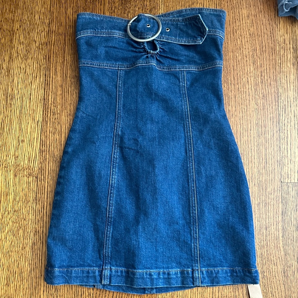 Reformation Strapless Denim Mini Dress